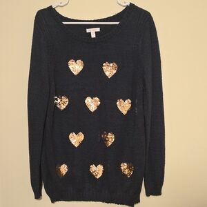 LC Lauren Conrad Black Sweater with Gold Heart Details